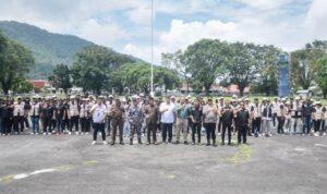 APEL SIAGA: Bawaslu Kabupaten Kepulauan Sangihe menggelar Apel Siaga Pengawasan dalam mengadapi Tahapan Kampanye.(*)